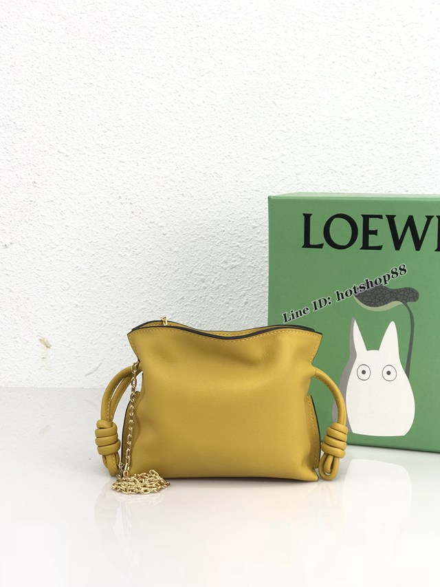 Loewe專櫃2022新款Flamenco小福袋手機包 羅意威純色全皮束口抽繩小挎包手機包 10855 lyw1053